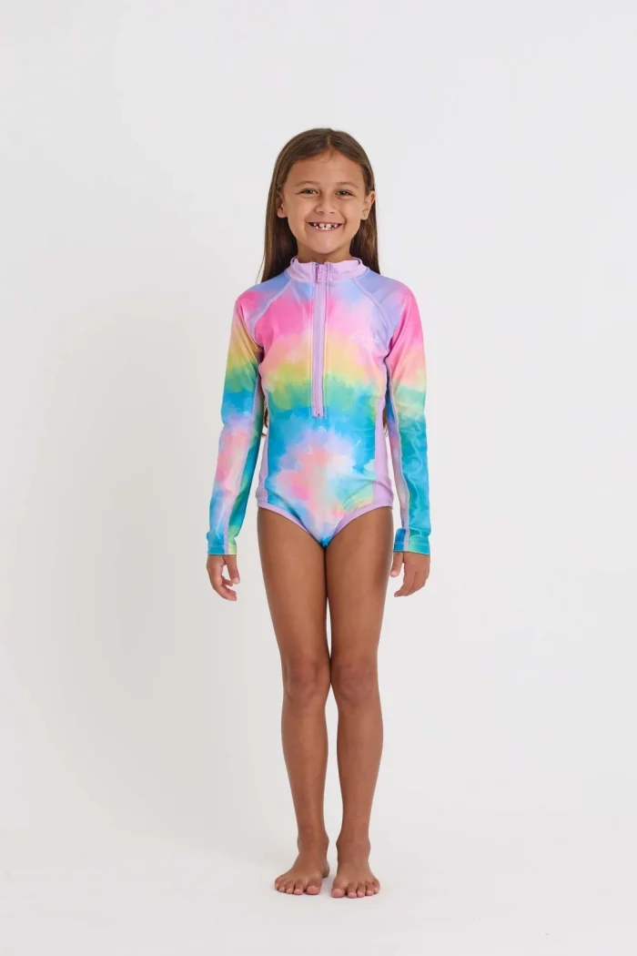 Xtreme Machines - S24402 GIRLS YOUTH LS SWIMSUIT TYEDYE 01